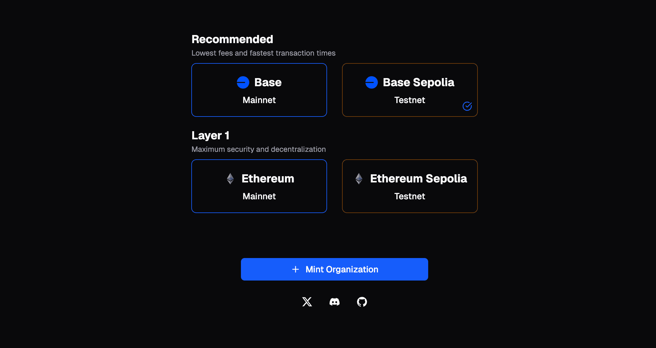 Dashboard showing organization creation interface